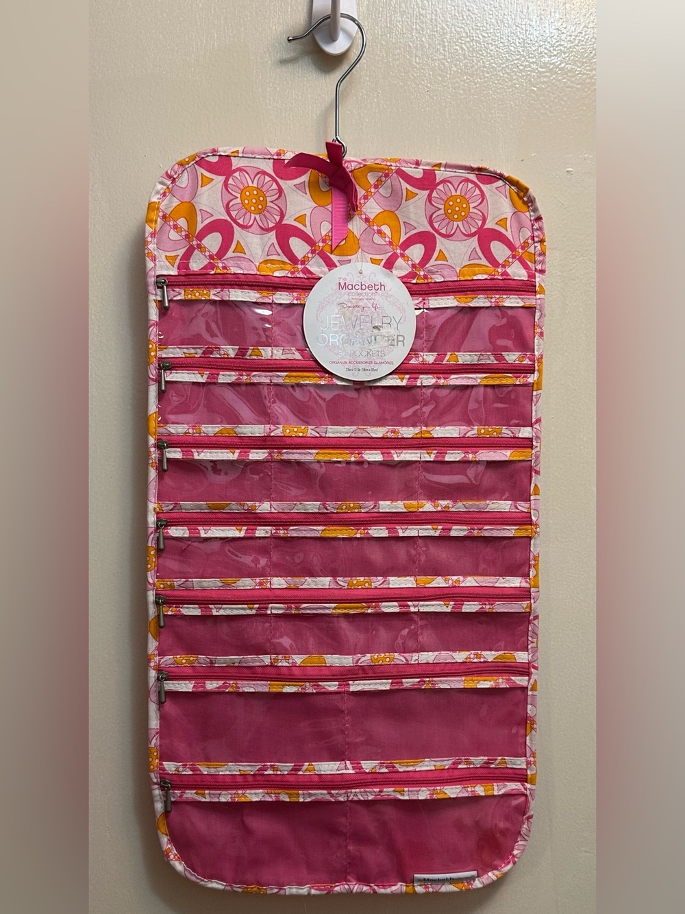 Macbeth Collection Sorrento Hanging Jewelry Organizer - Pink & Orange Floral